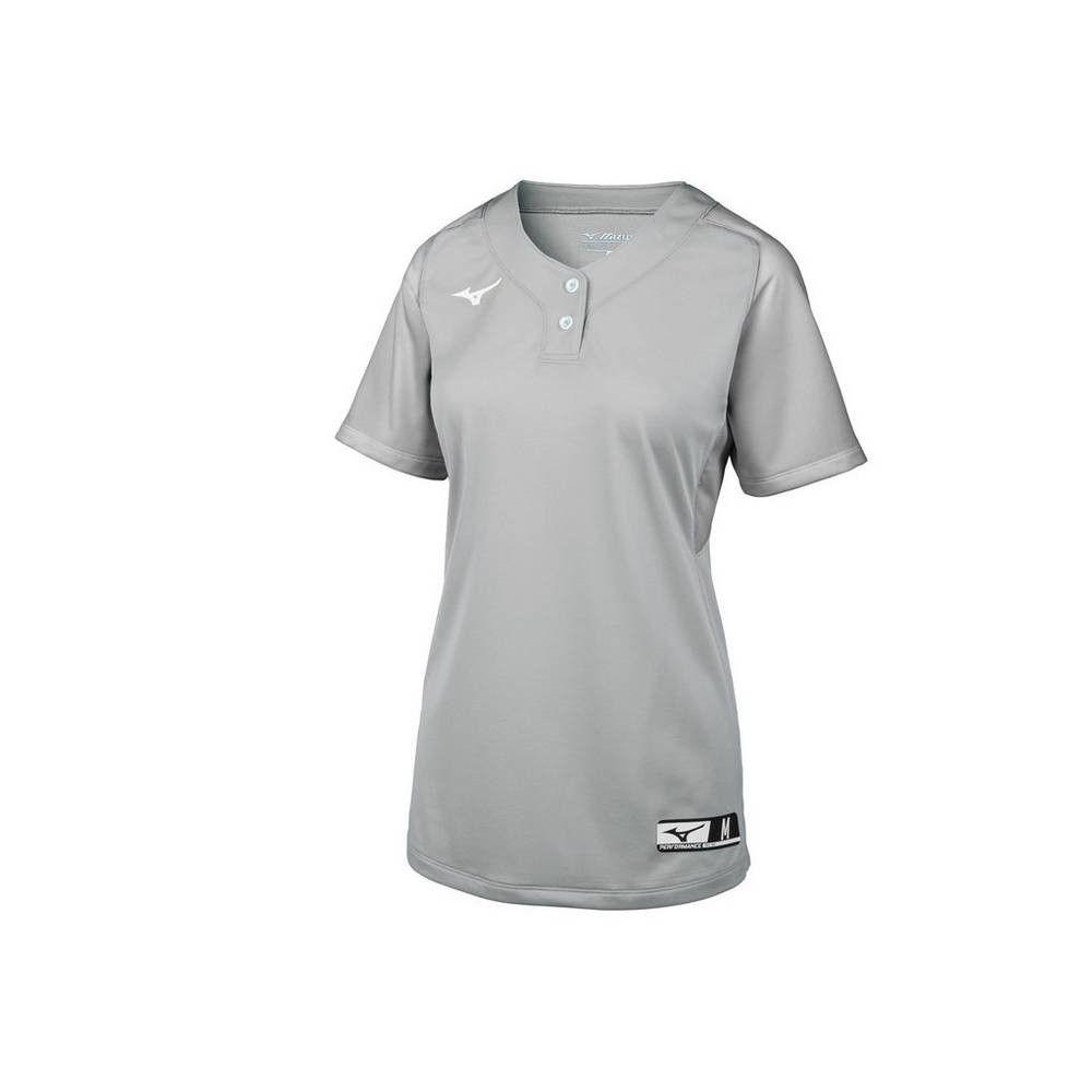 Maglia Mizuno Softball Aerolite 2-Button Donna - Grigie - 21507-DTWN